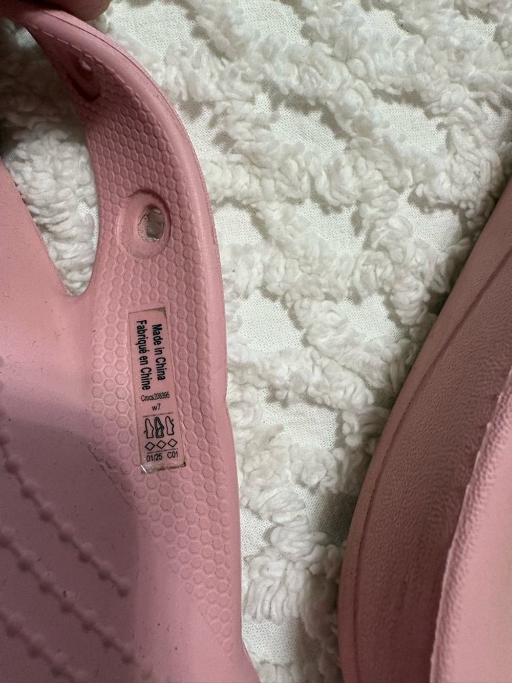 CROCS Pink Foam Flip Flop Sandals with Textured Footbed - Picture 4 of 5